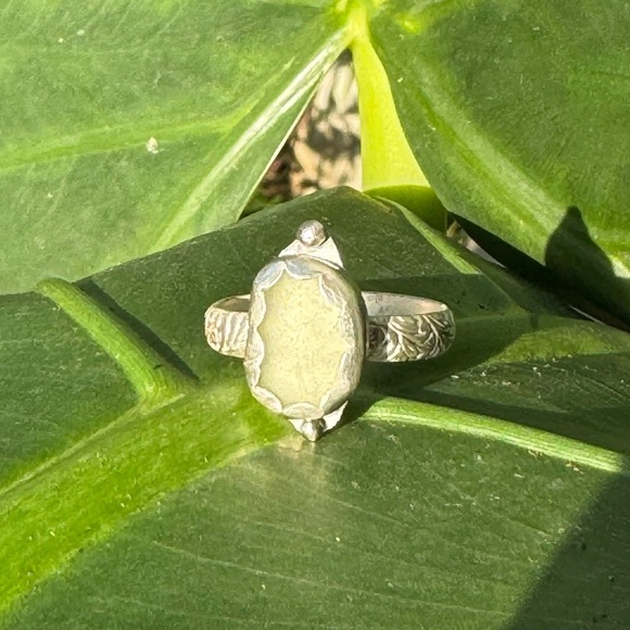 Sea foam sea glass natural sea glass floral sterling & fine silver - Picture 4 of 4